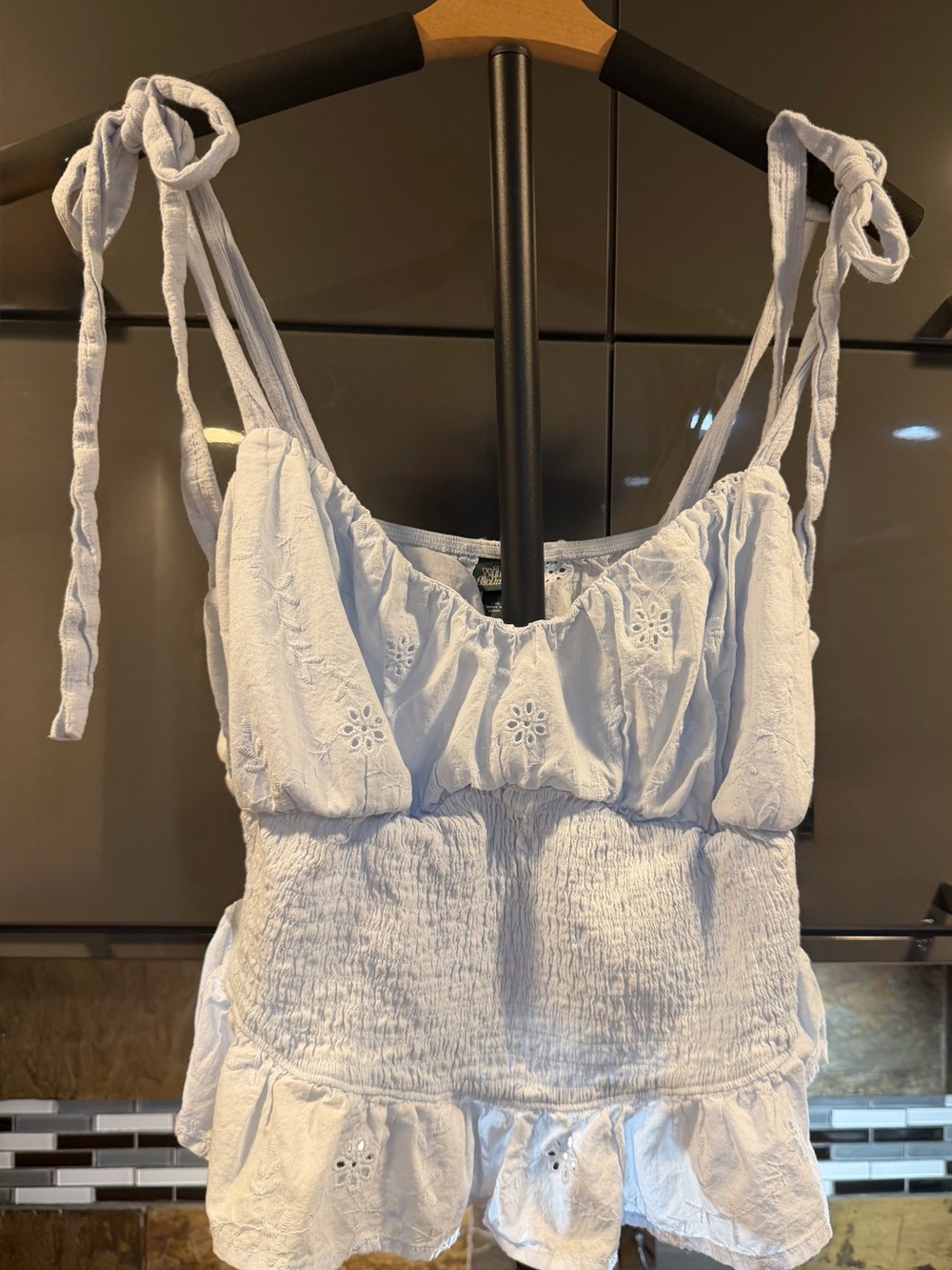 wild fable Light Blue Eyelet Smocked Crop Top size xxl
